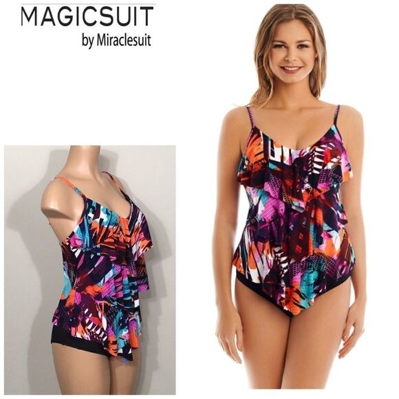 MagicSuit by Miraclesuit multicolored tankini top.  10 - Picture 1 of 9